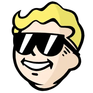 😎 Vault Boy Fallout videospiel, vault tec, cartoon, lächeln, sonnenbrille telegram sticker