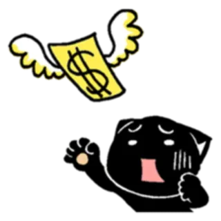 💰 money, dollar, wings, cartoon, financial loss, expense telegram sticker