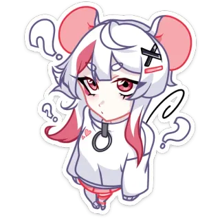 🤨 Ragazza anime, Cartone animato, Carino, Adesivo, Topo, Kawaii whatsapp sticker