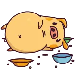😵 pig, tired, food, animal, cartoon, exhausted, sleeping, cute telegram sticker