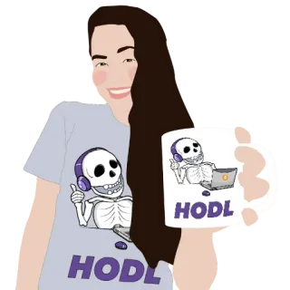 💀 HODL 暗号通貨, 骸骨, HODL, 投資, 金融, ミーム telegram sticker