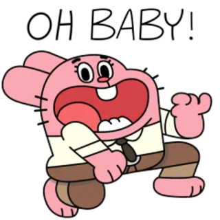 😜 Richard Watterson The Amazing World of Gumball Cartoon, Vater, Wütend, Rosa, Hase, Fernsehsendung telegram sticker