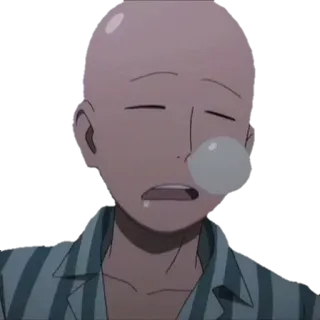 😪 Аниме, лысый, пузырь, сонный, мультфильм telegram sticker