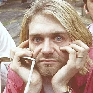 🙃 Kurt Cobain 科特·柯本, 涅槃乐队, 音乐家, 垃圾摇滚, 歌手, 摇滚明星 telegram sticker