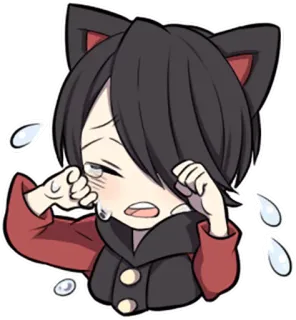 😭 weinen, traurig, emotional, Anime, Katzenohren, Cartoon, Figur, kawaii telegram sticker