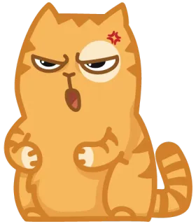 👺 cat, animal, angry, cartoon, feline, orange telegram sticker
