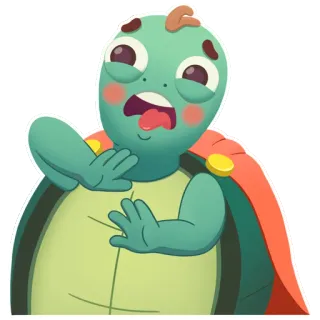 😖 Schildkröte, Cartoon, Umhang, Figur, Tier, Aufkleber whatsapp sticker
