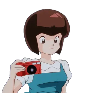 📷 Anime, Chica, Cámara, Fotografía whatsapp sticker