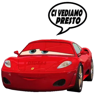 🤗 CI VEDIAMO PRESTO car, cartoon, red, vehicle, italian telegram sticker