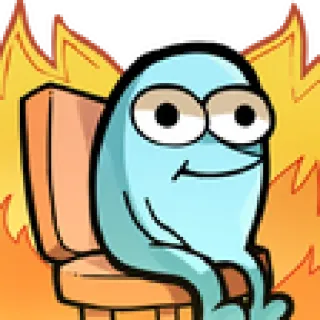 🔥 cartoon, fire, chair, sitting, character telegram sticker