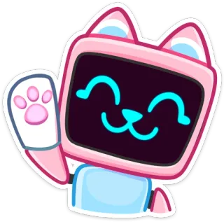 👋 cat, robot, pink, cute, cartoon, waving telegram sticker