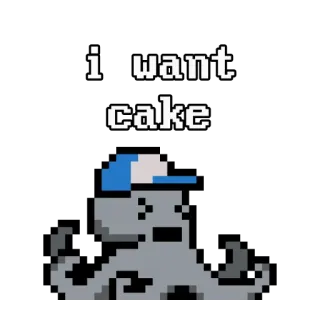 🥞 i want cake เค้ก, ของหวาน, พิกเซลอาร์ต, อาหาร, ปลาหมึก, อยากได้, ตลก telegram sticker