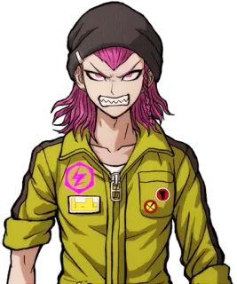 😠 Kazuichi Soda Danganronpa Anime, Pelo rosa, Gorro, Enojado, Kazuichi Soda, Danganronpa telegram sticker
