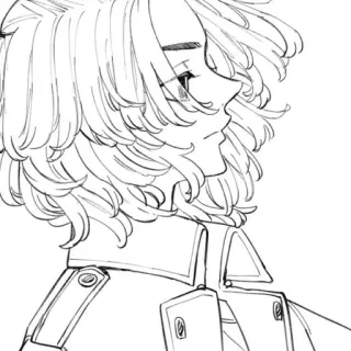 🎼 Anime, Manga, Personaje, Line Art, Retrato telegram sticker