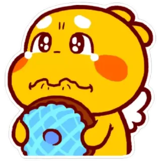 😁 dễ thương, khóc, bánh donut, buồn, đôi cánh, màu vàng telegram sticker