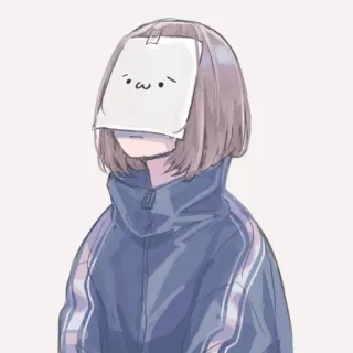 😭 Anime, Gadis, Sedih, Kawaii, Topeng telegram sticker