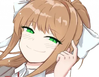 😏 Monika Doki Doki Literature Club! anime, Monika, Doki Doki Literature Club!, video game, cartoon, schoolgirl telegram sticker