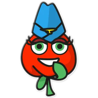 👩‍✈️ Tomate, Cartoon, Gemüse, Maskottchen, Süß, Aufkleber telegram sticker
