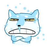 🥶 猫, 卡通, 冬天, 蓝色, 雪, 寒冷 telegram sticker