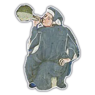 🍼 medieval, bebiendo, ilustración, histórico, hombre, sentado, cuerno para beber, viejo telegram sticker