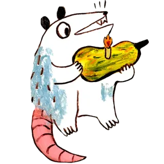 🎂 opos, zwierzę, kreskówka, ciasto, świeca, słodki telegram sticker