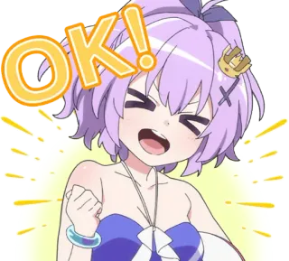 👍 OK! Аниме, Девушка, Милый, Ок, Стикер telegram sticker