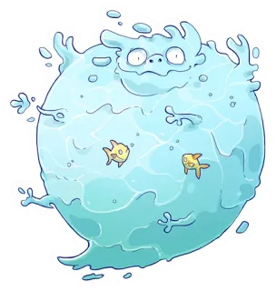💧 wasser, fisch, cartoon, süß, blob, wasserwesen telegram sticker
