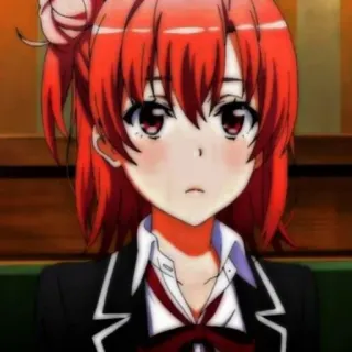 🖇 Yui Yuigahama My Teen Romantic Comedy SNAFU anime, meisje, rood haar, schattig, schooluniform, tiener telegram sticker