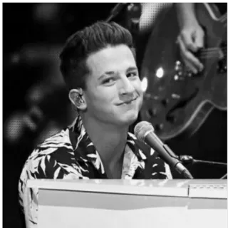 ✨ Charlie Puth Musiker, Sänger, Porträt, Schwarzweiß, Klavier whatsapp sticker