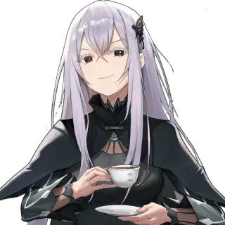 😎 Echidna Re:Zero Anime, Hexe, Tee, graue Haare, Mädchen whatsapp sticker