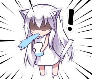 😨 Anime, Kartun, Gadis kucing, Kawaii, Terkejut, Lucu telegram sticker