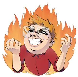 😡 en colère, frustré, dessin animé, feu, homme, émotion whatsapp sticker