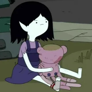 🖤 Marceline Adventure Time мультфильм, персонаж, вампир, плюшевый, девочка telegram sticker