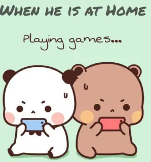 ❤️ WHEN HE IS AT HOME
Playing games... ours, jeux, maison, mignon, panda, jeux telegram sticker