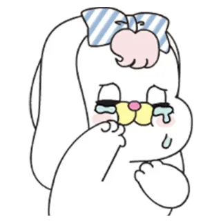 😭 menangis, sedih, kelinci, kartun, imut, kawaii, air mata telegram sticker