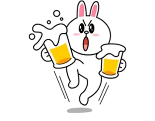 🍷 Brown line friends, brown, кролик, пиво, напиток, праздник, мультфильм whatsapp sticker