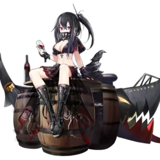 🍷 Anime, Gadis, Tong, Merah, Hitam, Senjata api, Senjata, Setengah telanjang telegram sticker