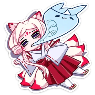 😵 Anime, Sticker, Kawaii, Fille renard, Chibi, Mignon, Esprit, Manga telegram sticker
