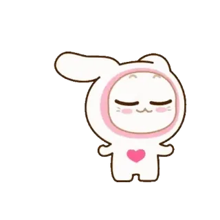 🐰 cartone animato, carino, coniglio, cuore, kawaii, animale, adesivo telegram sticker