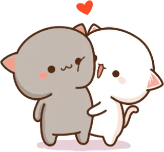 🫂 chats, amour, mignon, dessin animé, affection, coeur whatsapp sticker
