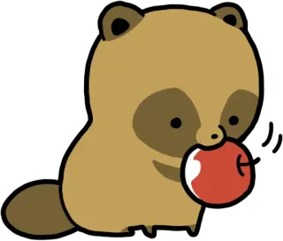 🍎 タヌキ, 動物, かわいい, りんご, アニメ telegram sticker