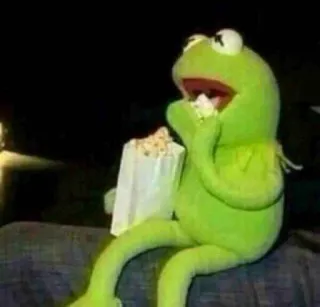 👀 Kermit Kermit the Frog, Muppets, popcorn, watching, movie, eating, entertainment telegram sticker