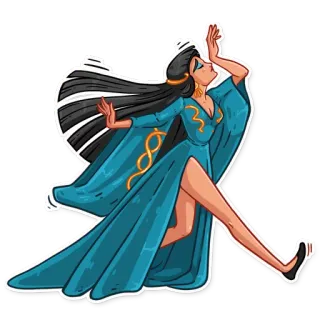😫 wanita, gaun, menari, kartun, karakter, ilustrasi telegram sticker