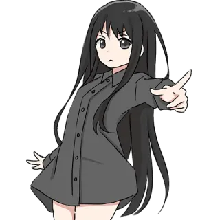 🫵 Ragazza anime, Indicando, Capelli lunghi, Cartone animato, Personaggio, Illustrazione telegram sticker