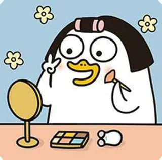 🐥 bebek, kartun, makeup, kecantikan, imut, hewan, burung, simbol perdamaian whatsapp sticker