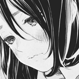 🙁 anime, manga, sad, crying, girl, black and white telegram sticker