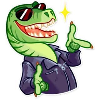 😎 dinosaur, trex, cool, cartoon, sunglasses telegram sticker