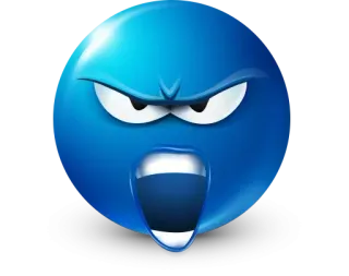 🤩 enojado, azul, emoji, gritando, furioso, expresión whatsapp sticker