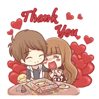 ☺️ Thank You danke, liebe, paar, herzen, cartoon, süß, beziehung telegram sticker