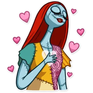 💗 Sally The Nightmare Before Christmas Салли, сердце, любовь, Кошмар перед Рождеством, милый, мультфильм, персонаж telegram sticker